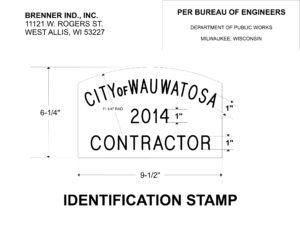 "Concrete Stamps" CONCRETE IDENTIFICATION STAMP DPW SPEC SHEET